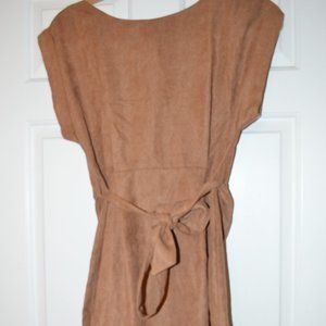 Camel Suede Short Sleeve Dress